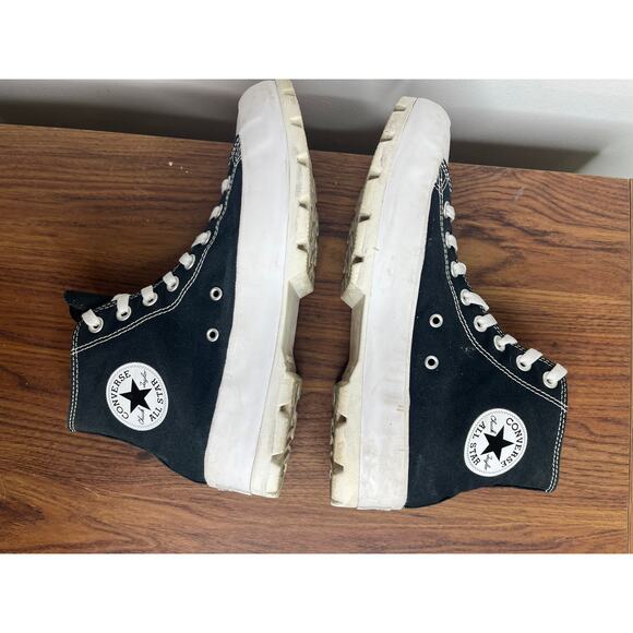 Converse All Star Chuck Taylor Black Canvas Lug Sole Platform High Tops sz 10.5 - Picture 4 of 6